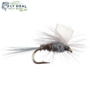 foam wing biot body gray olive parachute fly