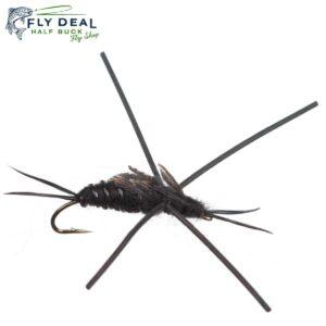 k stone rubber legs black stonefly nymph