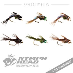 6 Fly Assortment NYMPH HEAD PHEASANT TAIL 6 flies